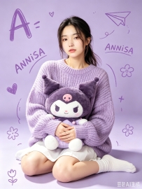 AI偶像周边实战：一段搞定杂志美学与库洛米毛绒玩偶的高级少女感人像提示词