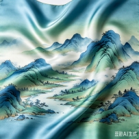如何用AI零成本复刻非遗级国风美学？拆解一段青绿山水丝巾的底层提示词