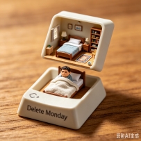 AI 微缩场景教程：机械键帽创意模型与办公桌微缩世界提示词模板