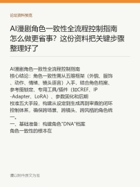 AI漫剧角色一致性全流程控制指南怎么做更省事？这份资料把关键步骤整理好了
