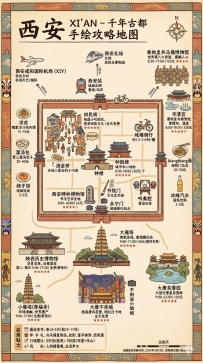 年轻党专属！清新手绘城市游玩图，打卡美食行程轻松规划