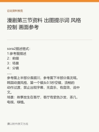 漫剧第三节资料 出图提示词 风格控制 画面参考